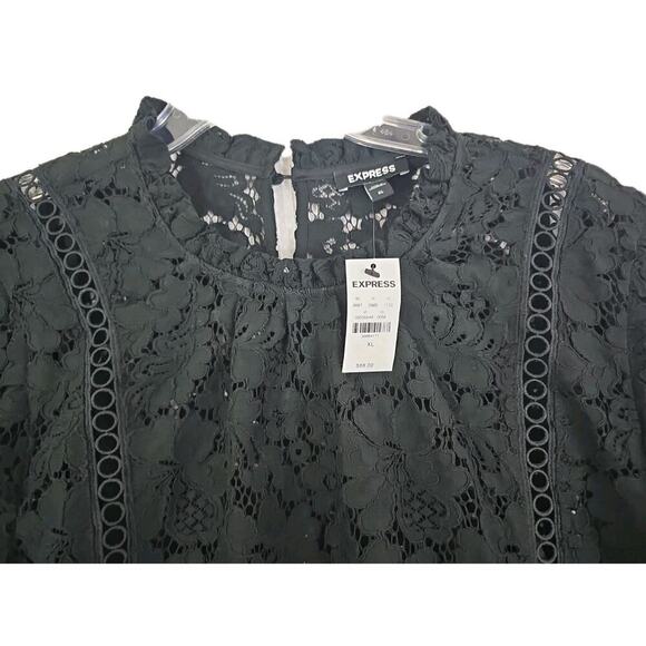 EXPRESS ~Woman Size XL~ Black Lace Career to Evening Wear Top Blouse NWT. - Picture 14 of 16